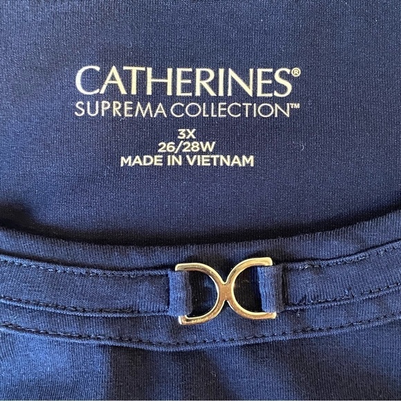 Catherines women's plus size 3X Suprema Collection Blue 3/4 sleeve pullon top - Picture 5 of 6